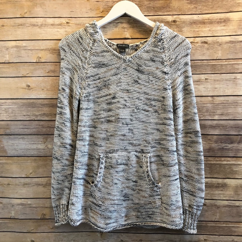 Eddie Bauer Marled Kangaroo Pocket Hooded Sweater Size XS